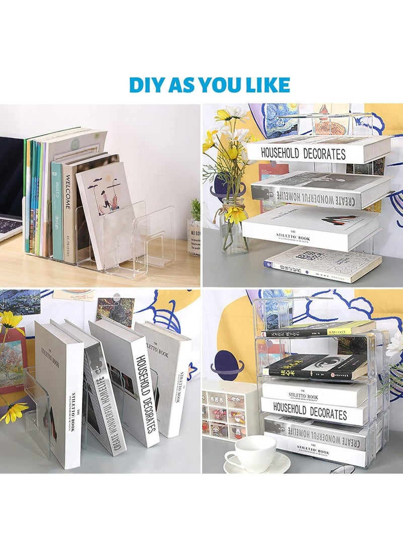 PTTIMFFM 2pcs Clear Acrylic Magazine Holder, Desktop File Organizer Thick File Sorter Book Holder for Bottle Tray, Kitchen Lid Organizer, Small Handbag Clutch Bag Divider, Purse Stand Rack - Image 5