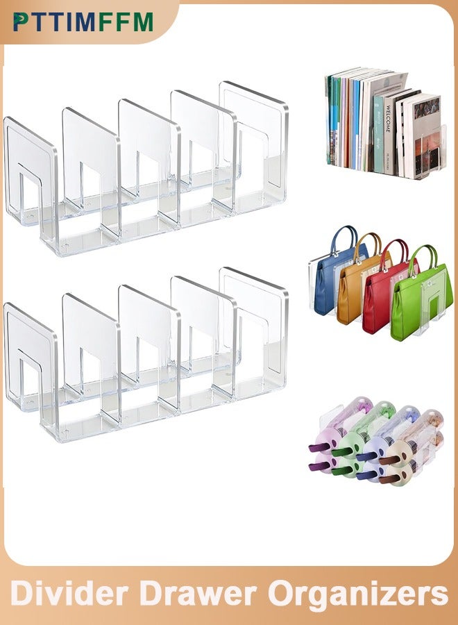 PTTIMFFM 2pcs Clear Acrylic Magazine Holder, Desktop File Organizer Thick File Sorter Book Holder for Bottle Tray, Kitchen Lid Organizer, Small Handbag Clutch Bag Divider, Purse Stand Rack - Image 1