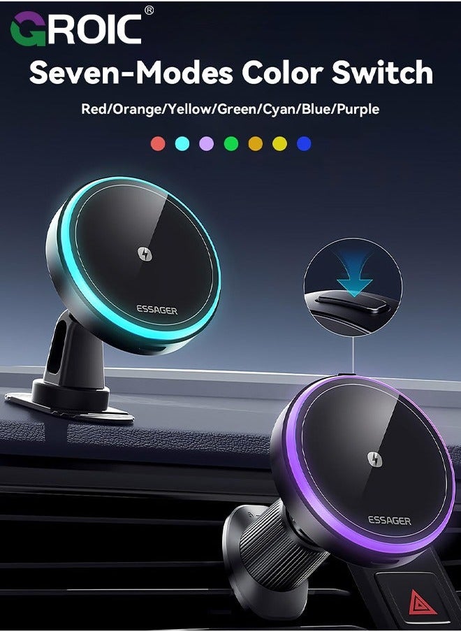 GROIC - MagSafe Car Mount Charger, 15W Magnetic Wireless for Air Vent/Dashboard Phone Holder iPhone 15 14 13 12 11 Pro Max Plus, Accessories - Image 1