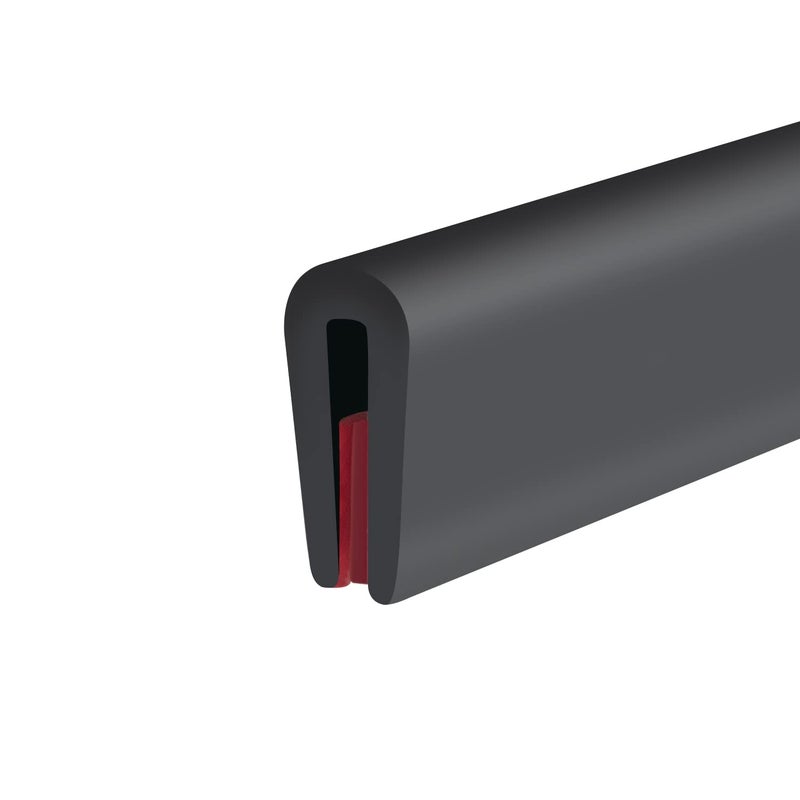 Protalwell Rubber Edge Trim, Self-Adhesive Rubber Edge Trim, Edge Protector for Sheet Metal, EPDM Material, Fit 1/16"(1.6mm), Length 10Ft, Black Color, U Channel Edge Trim - Image 1