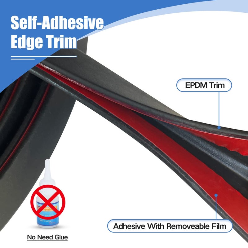 Protalwell Rubber Edge Trim, Self-Adhesive Rubber Edge Trim, Edge Protector for Sheet Metal, EPDM Material, Fit 1/16"(1.6mm), Length 10Ft, Black Color, U Channel Edge Trim - Image 5