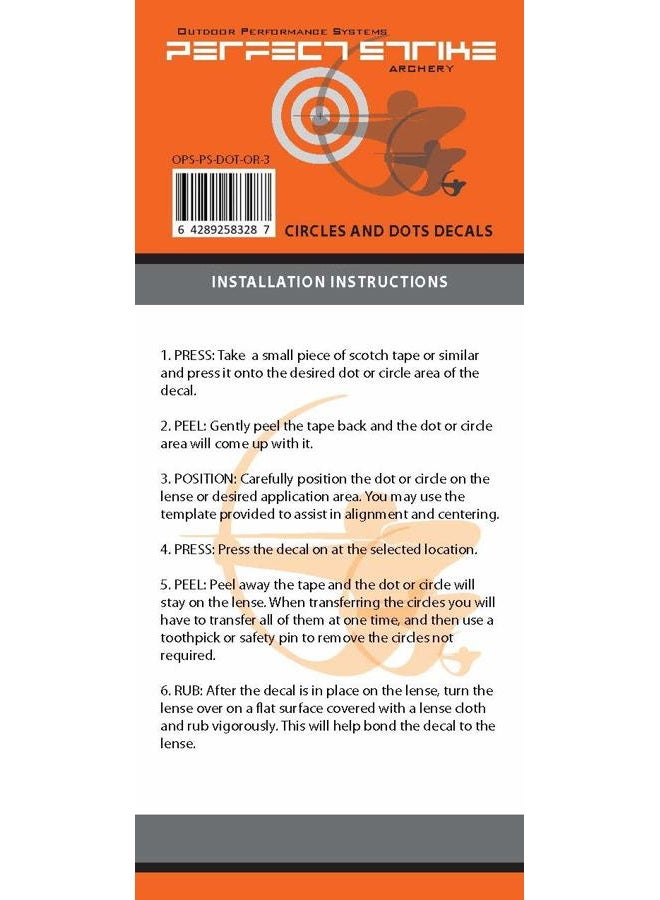 Perfect Strike Archery Circles and Dots Decals for Scope Lenses. Great for practice or competition. Perfect Strike adhesive backed vinyl decals. (Orange) - Image 4