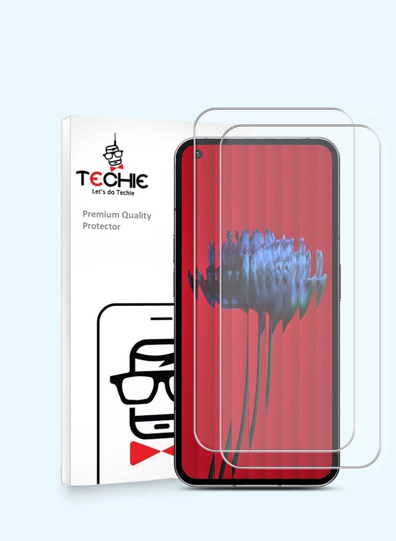 Techie قطعتان من واقي الشاشة الزجاجي عالي الدقة لهاتف لا شيء هاتف 1 - مضاد للانعكاس ومضاد للفقاعات صلابة 9H 0.33 مم حواف مستديرة سهلة التركيب - Image 1