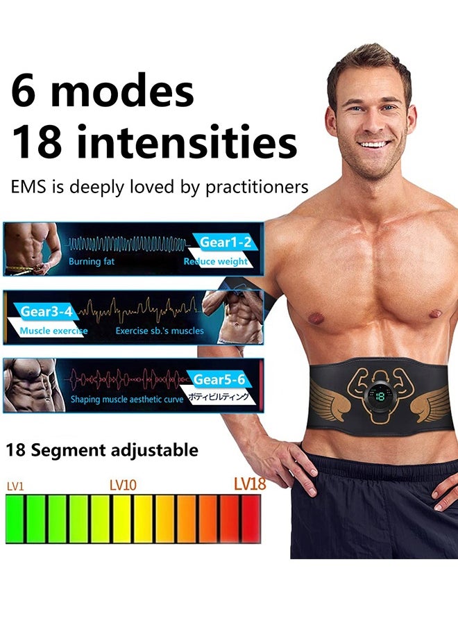 UNUNS Ab Stimulator Muscle Toner Belt,Adjustable Waist Muscle Stimulator,Abdominal Toning Belt,Strength Training Equipment For Men Woman Abdomen Arm Leg,Ab Machine For All Body Types,Black-6 Modes  - Image 2