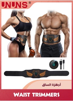 UNUNS Ab Stimulator Muscle Toner Belt,Adjustable Waist Muscle Stimulator,Abdominal Toning Belt,Strength Training Equipment For Men Woman Abdomen Arm Leg,Ab Machine For All Body Types,Black-6 Modes  - Image 1