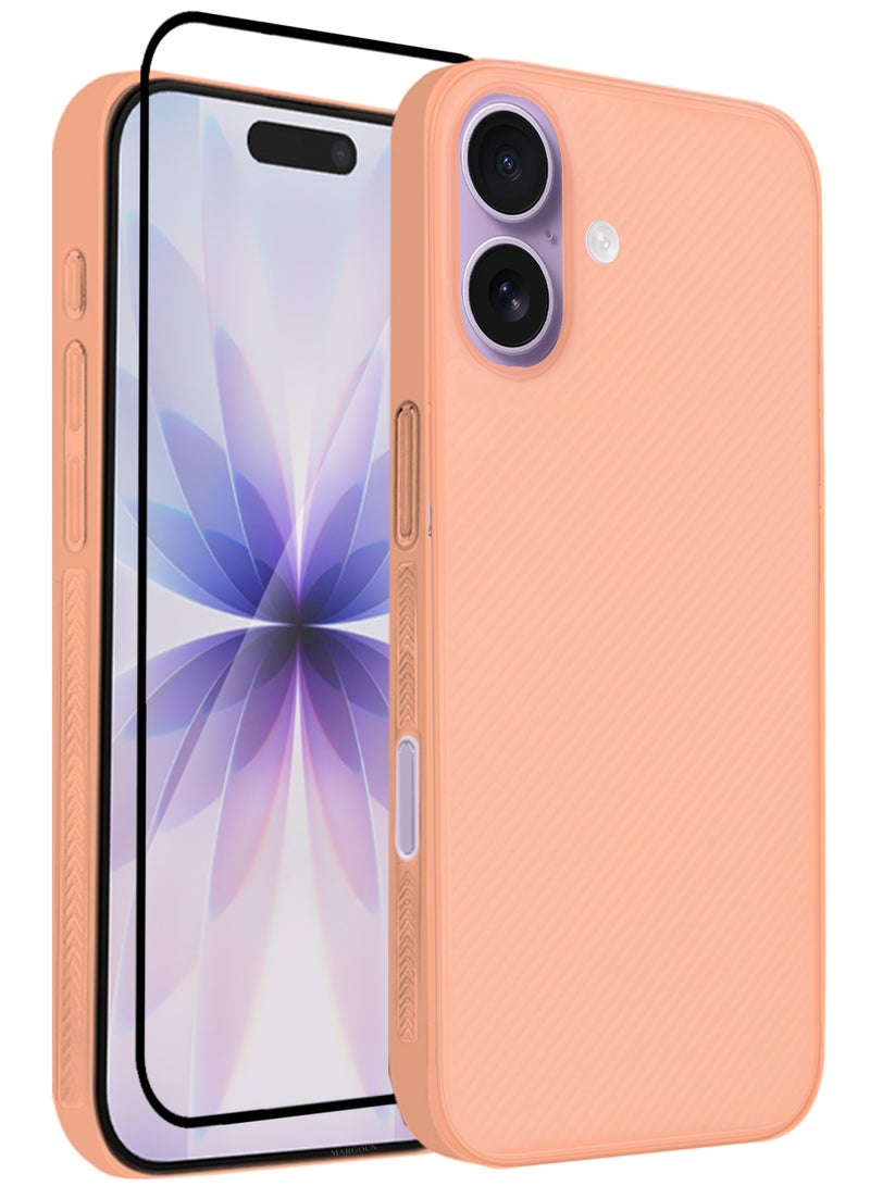 2 Packs Case Cover for iPhone 17 - Sturdy Durable Ultra-Thin Case - Air Skin Line Design Transparent Back Cover - Drop Protection Cover with 3D Screen Protector - CosmicOrange - Image 1