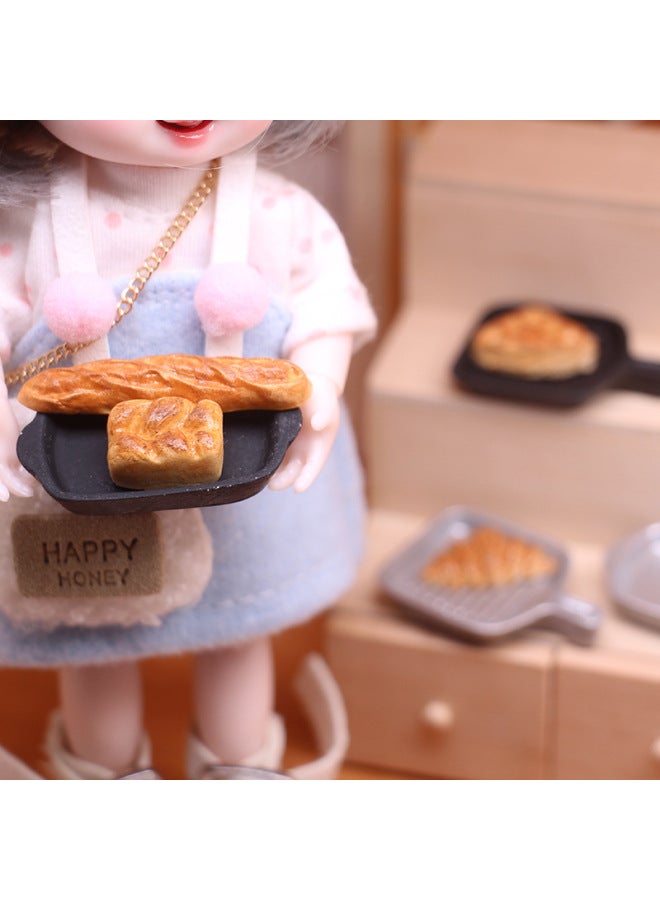 Doll House Dollhouse Miniature Food Play Ornaments Bread Baking Tray Two-piece Toy Model Ob11 Handmade-Color:Black 2-piece Set - Image 4