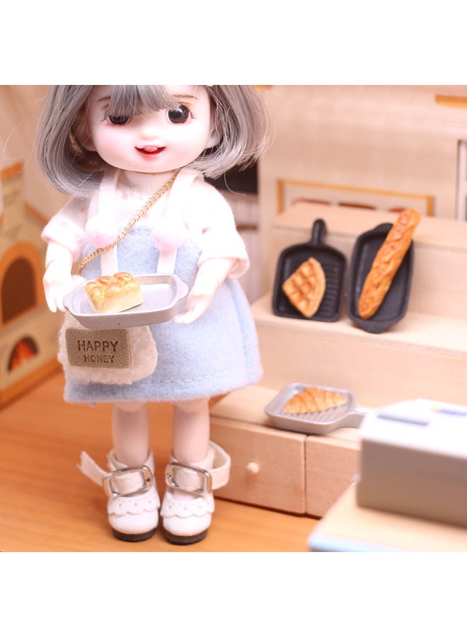 Doll House Dollhouse Miniature Food Play Ornaments Bread Baking Tray Two-piece Toy Model Ob11 Handmade-Color:Black 2-piece Set - Image 3
