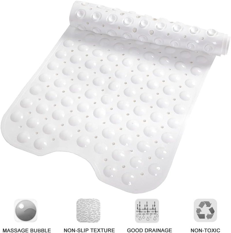 Linoows Bathtub and Shower Mats, Extra Long Non-Slip Bath Tub Mat 39 x 16 Inch, Machine Washable Bathmat with Suction Cups & Drain Holes for Bathroom Floor, White - Image 5