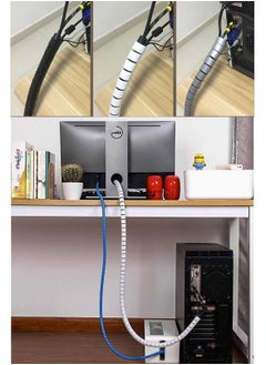 Peachjoy 5M Spiral Wrap Cable Tube Cuttable Flexible Cable Tidy Tube Cord Protector Cable Organizer for TV PC Wire Manage and Organize (22mm, Black)  - Image 2