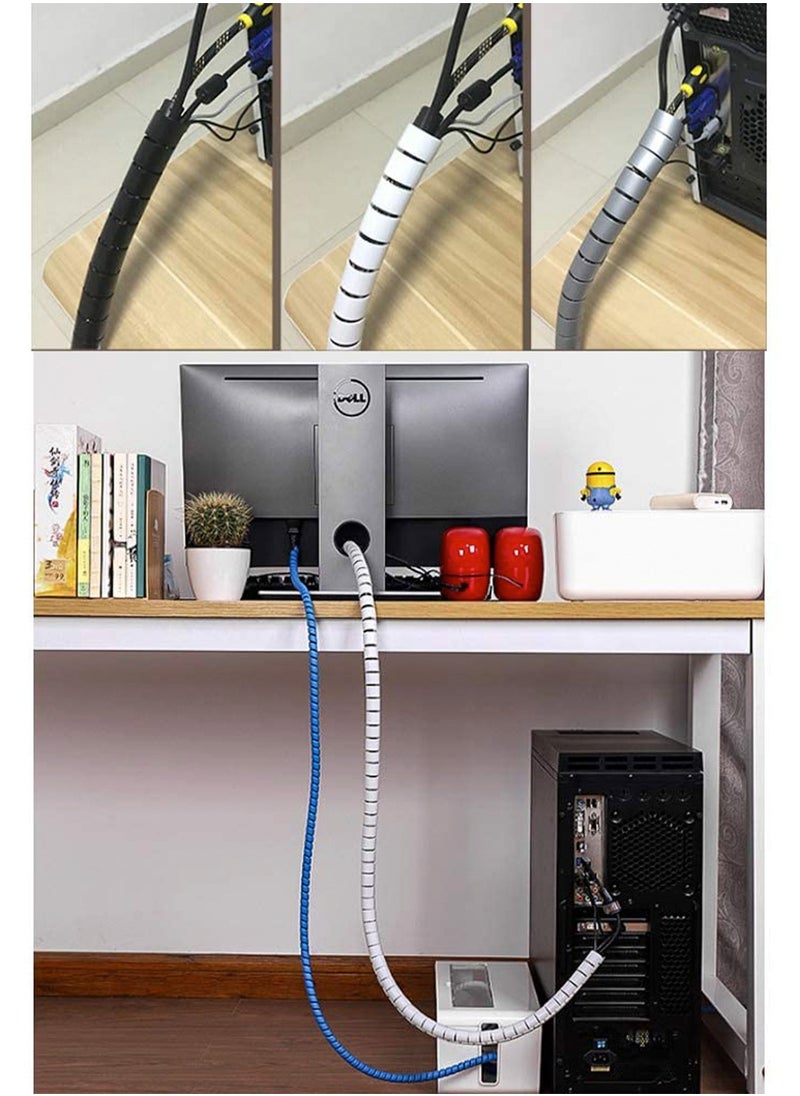 Peachjoy 5M Spiral Wrap Cable Tube Cuttable Flexible Cable Tidy Tube Cord Protector Cable Organizer for TV PC Wire Manage and Organize (22mm, Black)  - Image 2