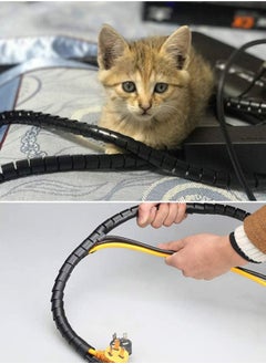 Peachjoy 5M Spiral Wrap Cable Tube Cuttable Flexible Cable Tidy Tube Cord Protector Cable Organizer for TV PC Wire Manage and Organize (22mm, Black)  - Image 5