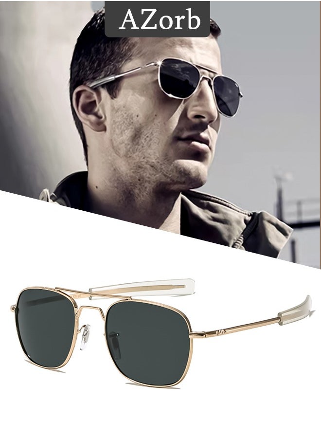 AZorb Aviator Sunglasses Men Women Polarized 100% Real Glass Lens Sun Glasses for UV400 Protection Men's Eye Sunglasses Gold  - Image 1