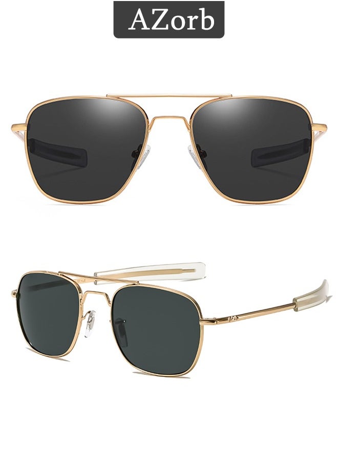 AZorb Aviator Sunglasses Men Women Polarized 100% Real Glass Lens Sun Glasses for UV400 Protection Men's Eye Sunglasses Gold  - Image 4