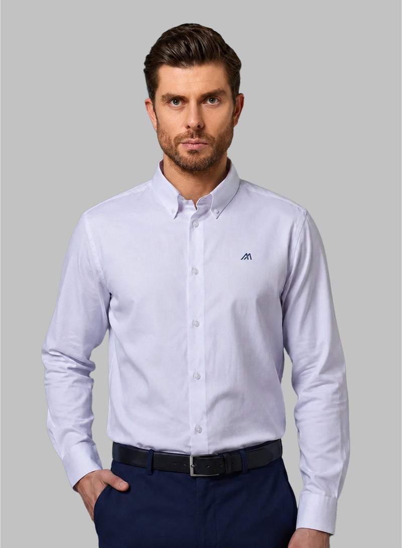 مانرزم The Crisp Everyday White Non Iron Oxford Shirt with Sharp Finish - Image 1