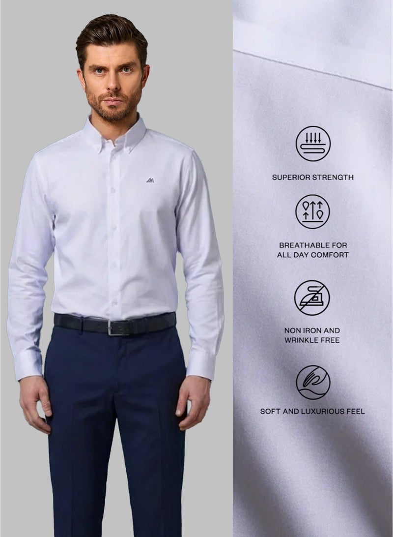 مانرزم The Crisp Everyday White Non Iron Oxford Shirt with Sharp Finish - Image 3