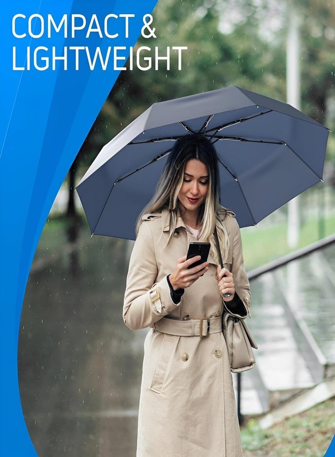 Contacts Windproof Compact Umbrella for Rain - Travel Folding Umbrella with Auto Open & Close - Portable, Lightweight & Durable for Men & Women (Navy Blue) - Image 4