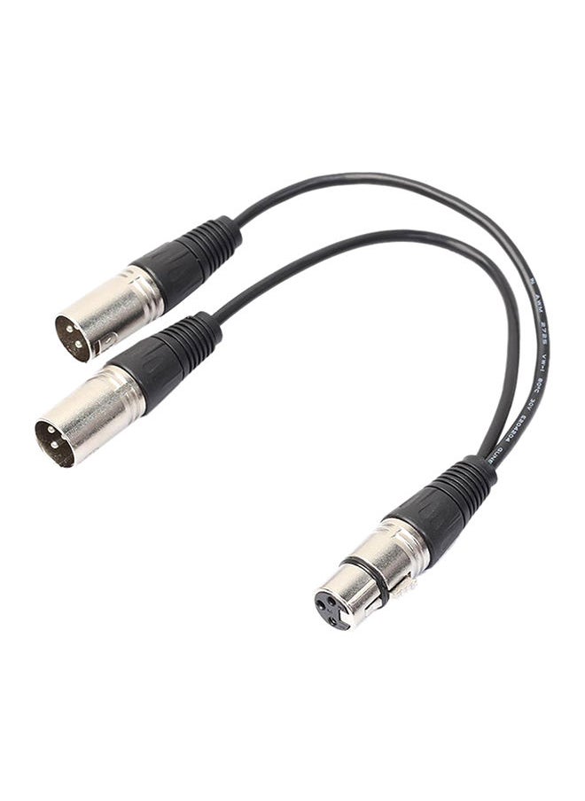 NIBEMINENT 3P XLR Female Jack To Dual 2 Male Plug Y Splitter Adaptor Cord Cable Black  - Image 1