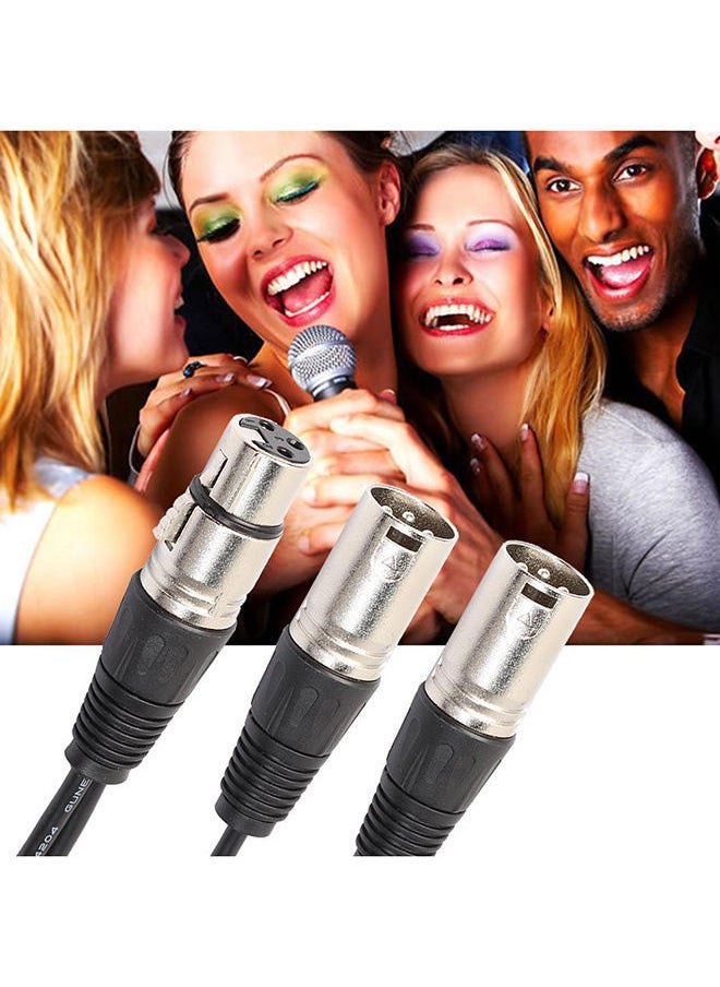 NIBEMINENT 3P XLR Female Jack To Dual 2 Male Plug Y Splitter Adaptor Cord Cable Black  - Image 2
