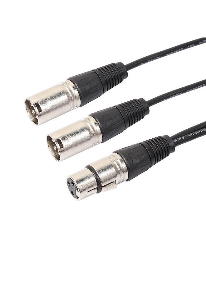 NIBEMINENT 3P XLR Female Jack To Dual 2 Male Plug Y Splitter Adaptor Cord Cable Black  - Image 3