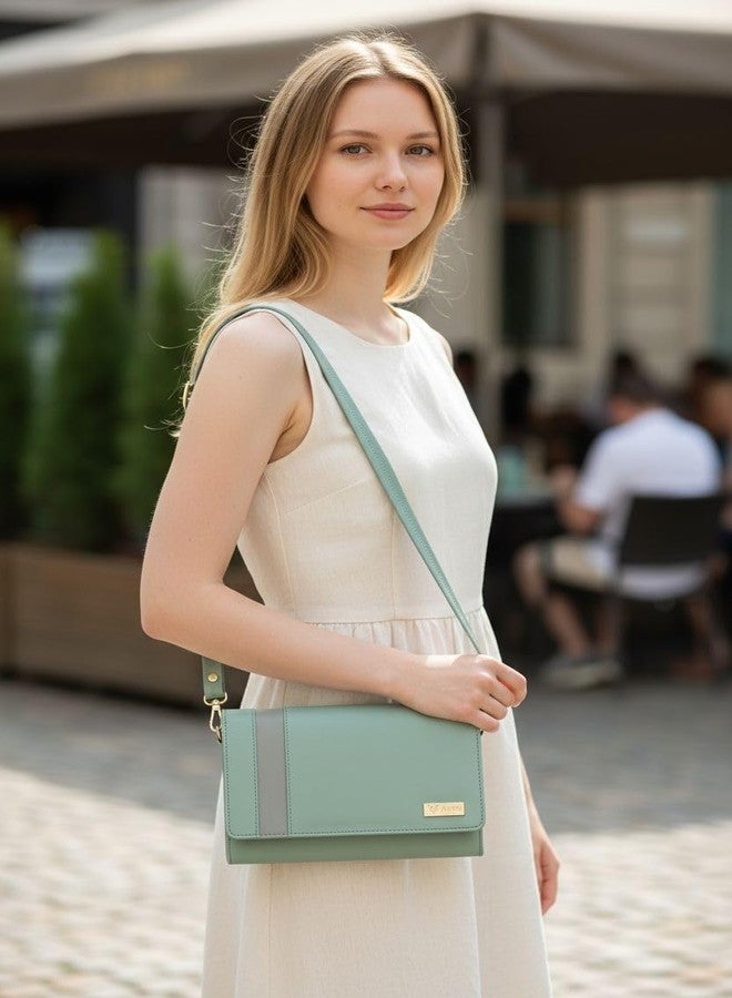 ALSU Women's trendy Sling Bag Light Green | handbag | purse | crossbody bag| deattachable straps |card slots (irf-019Lgrn) - Image 5