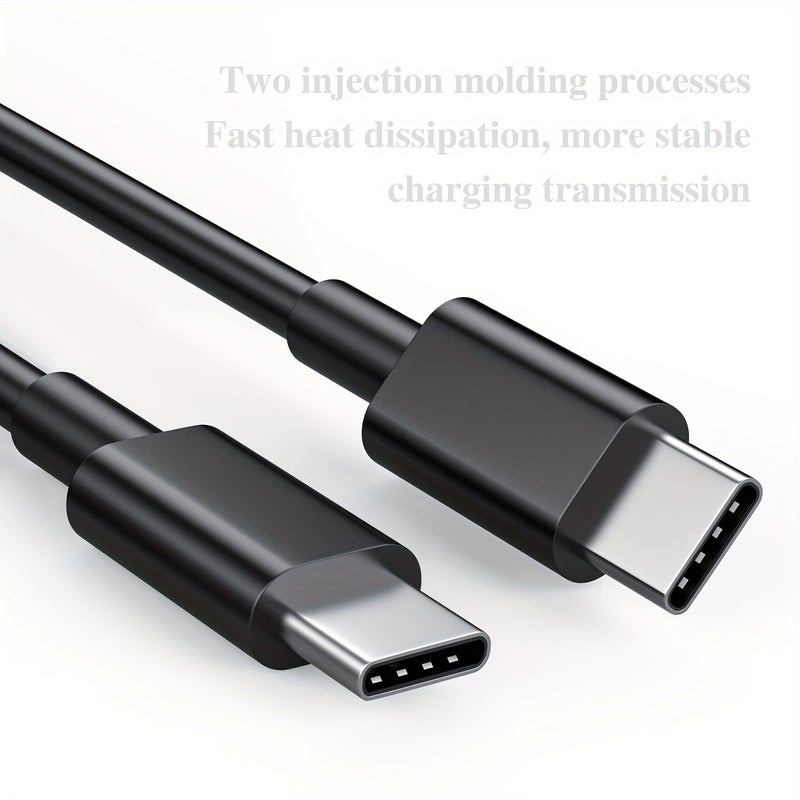 Black 3pcs TPE USB C to C 60W 3A Data Cable 39in 71in 98in - Image 4