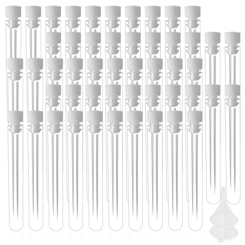 Lainrrew 50 Pcs Test Tubes, Clear Plastic Test Tubes with Caps & 2 Funnels for Scientific Experiments, Candy Beads Sample Storage, Kids Party Supplies, Halloween, Christmas (15 x 100mm) - Image 1