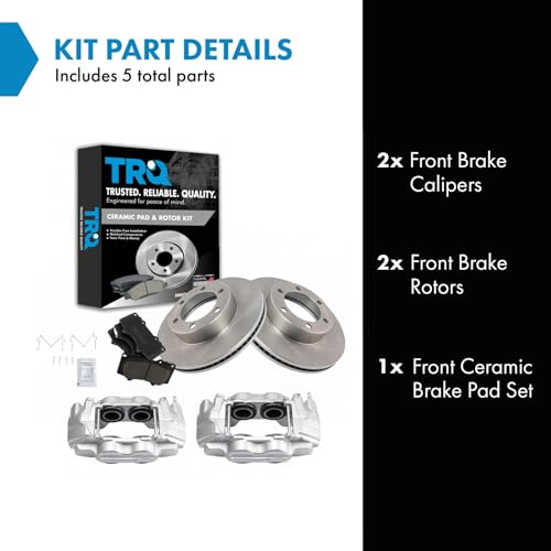 TRQ Front Brake Pad & Rotor Kit Brake Caliper Brake Pads Brake Rotor Ceramic Compatible with 2001-2007 Toyota Sequoia 2000-2006 Tundra - Image 2