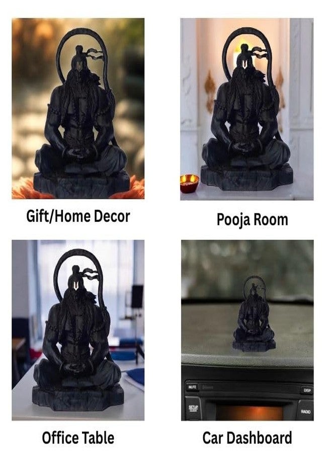Artisans Bazar Black Meditating Hanuman Ji Murti for Car Dashboard, Meditation Bajrangbali Bhagwan Statue Showpiece for Pooja,Gift, Living Room Decoration Home Décor (Pack of 1) (Black) - Image 3