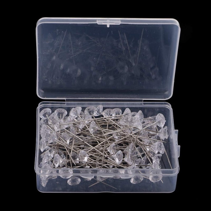 klarako Crystal Diamante Corsage Pins Pack 100x3 Inch Long Clear Diamond Head Pins Flower Floral Bouquet Pins Decoration Dressmaking Sewing DIY Quilting Pins - Image 3
