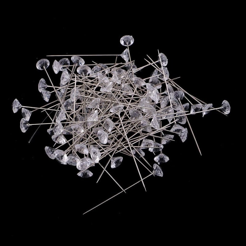 klarako Crystal Diamante Corsage Pins Pack 100x3 Inch Long Clear Diamond Head Pins Flower Floral Bouquet Pins Decoration Dressmaking Sewing DIY Quilting Pins - Image 4