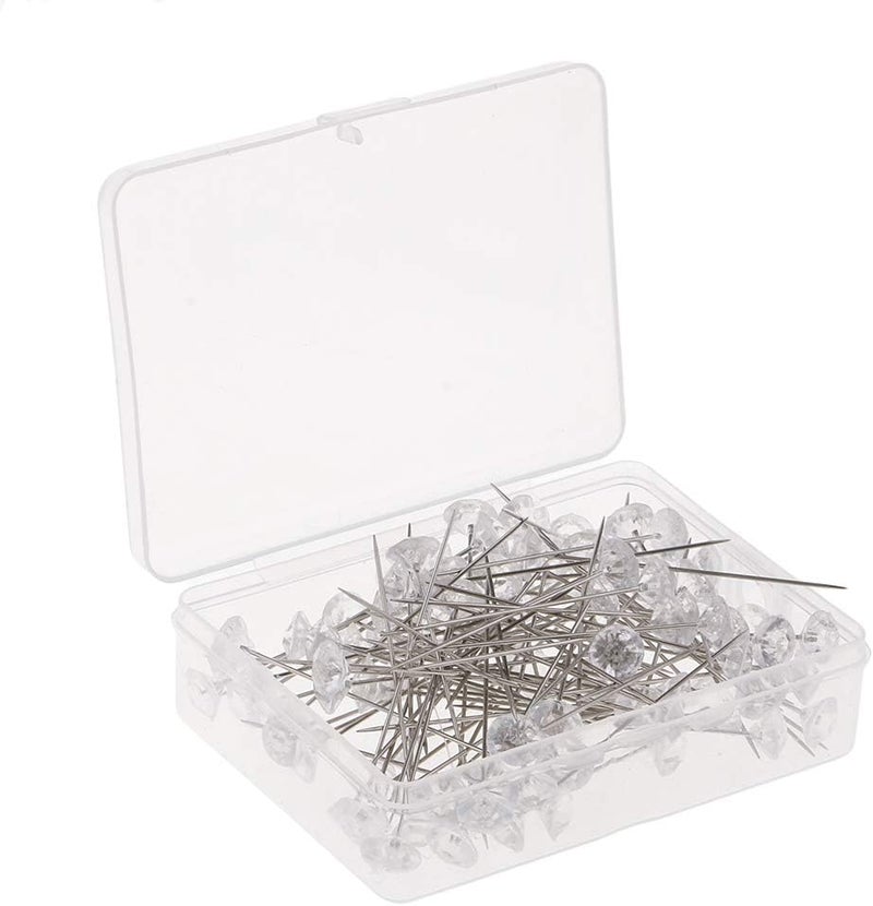 klarako Crystal Diamante Corsage Pins Pack 100x3 Inch Long Clear Diamond Head Pins Flower Floral Bouquet Pins Decoration Dressmaking Sewing DIY Quilting Pins - Image 2