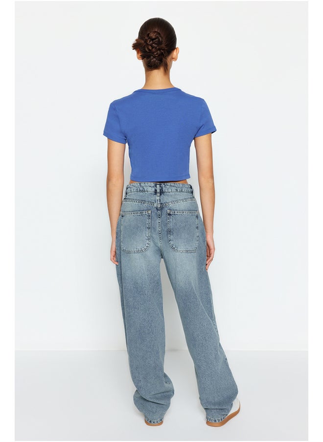 trendyol - Blue Low Waist Skater Jeans TWOSS24JE00038 - Image 1