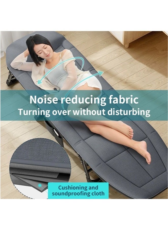 XiuWoo Portable Foldable Camping Bed, Adjustable Medical Bed, Comfortable Recliner Bed Lounger Chair, Single Sleeping Bed, Resting Bed, Adults Camping Cot for Outdoor Beach Office Grey 200*64cm - Image 2