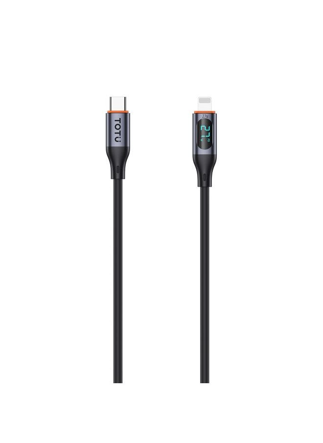 توتو TOTU CB-7-PD 27W USB-C / TYPE-C إلى 8 دبوس شاشة رقمية كابل سيليكون سريع الشحن ، الطول: 1M (أسود)  - Image 1