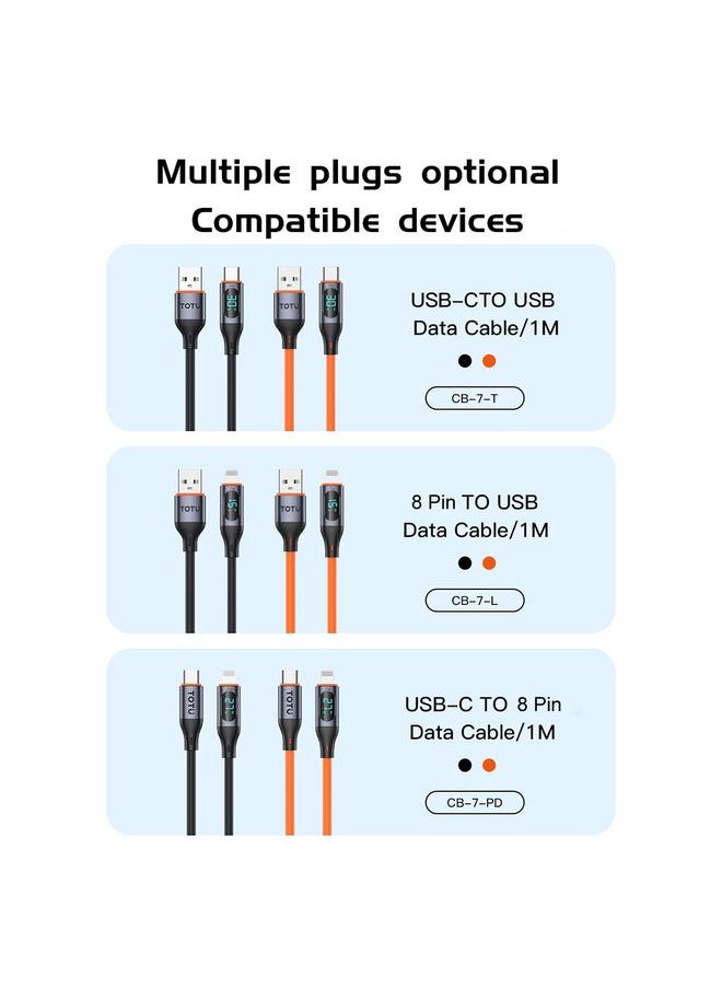 توتو TOTU CB-7-PD 27W USB-C / TYPE-C إلى 8 دبوس شاشة رقمية كابل سيليكون سريع الشحن ، الطول: 1M (أسود)  - Image 2