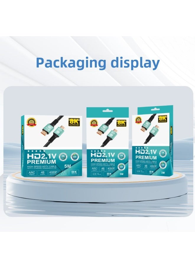 ماركة غير محددة متوفر بالجملة كابل HDMI عالي الدقة 8K TV شاشة كمبيوتر صندوق علوي جهاز عرض كابل فيديو 2.1-اللون: أسود-طول الخط: 1.5 متر نموذج هندسي (8k60hz)  - Image 4