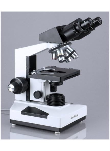 AmScope AmScope B490B Compound Binocular Microscope WF10x and WF20x Eyepieces 40X2000X Magnification Brightfield Halogen Illumination Abbe Condenser DoubleLayer Mechanical Stage Sliding Head HighResolution Optics AntiMold  White  - Image 3
