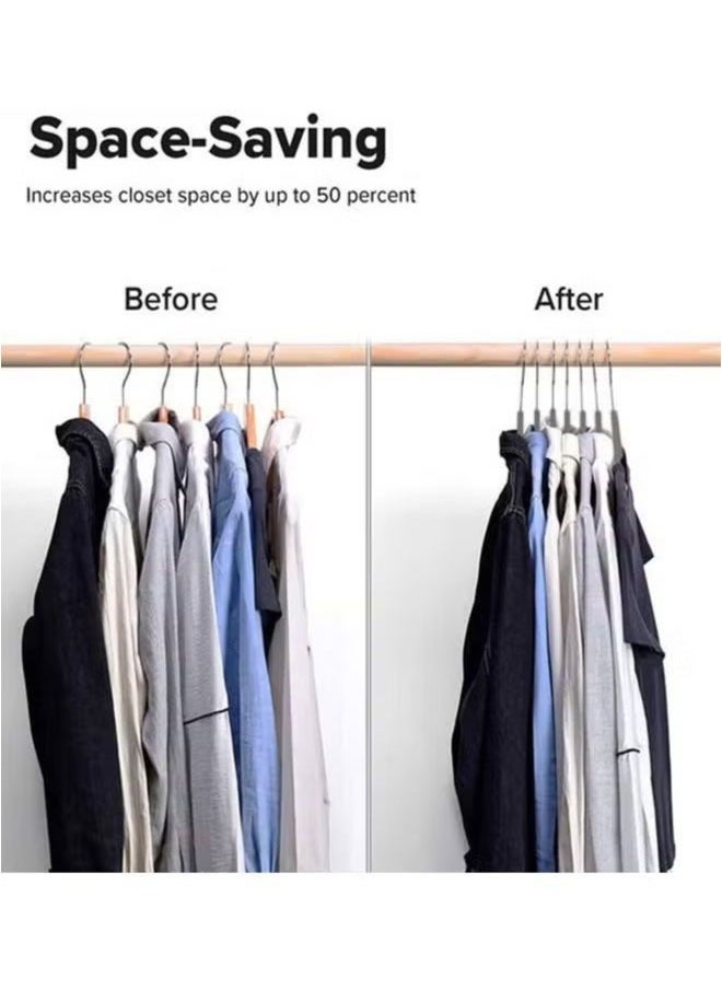 BLOOMING TIME - 100 Pieces Of Non-Slip Seamless Velvet Cloth Rack Set, 360-Degree Rotating Velvet Hanger, Non-Slip Thickened Load-Bearing Design, Space-Saving Wardrobe Storage, Gray - Image 1