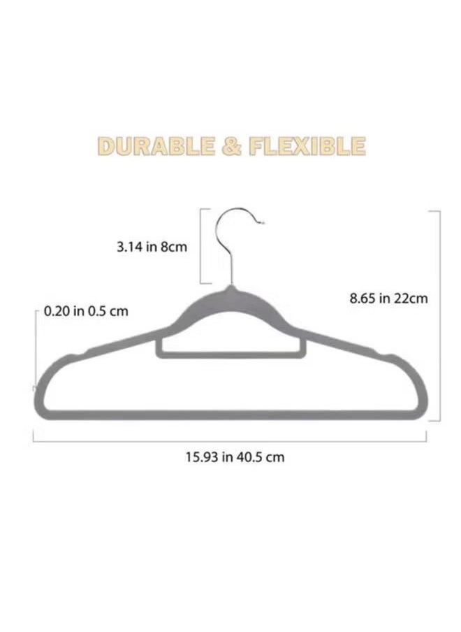 BLOOMING TIME - 100 Pieces Of Non-Slip Seamless Velvet Cloth Rack Set, 360-Degree Rotating Velvet Hanger, Non-Slip Thickened Load-Bearing Design, Space-Saving Wardrobe Storage, Gray - Image 1