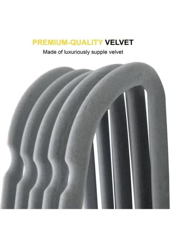 BLOOMING TIME - 100 Pieces Of Non-Slip Seamless Velvet Cloth Rack Set, 360-Degree Rotating Velvet Hanger, Non-Slip Thickened Load-Bearing Design, Space-Saving Wardrobe Storage, Gray - Image 1