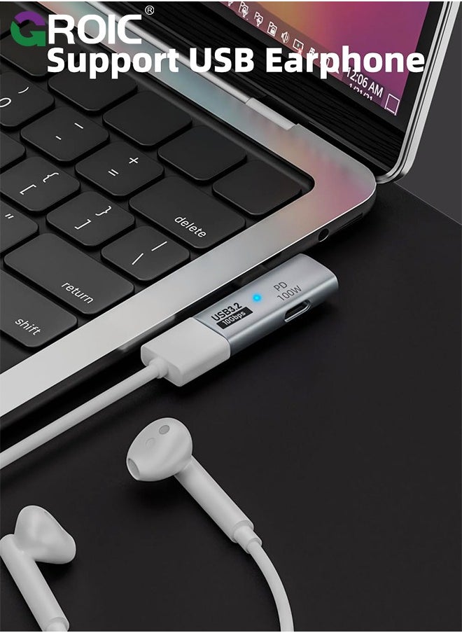 GROIC Grey 2 in 1 USB C to USB 3.2 Adapter with 100W Charging Port, Thunderbolt 4/3 OTG Converter for Rog Ally, Steam Deck, Quest 2, iPhone 15 Series, iPad, MacBook and More Type C Device  - Image 5