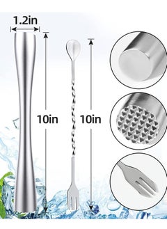 Y&D Muddler for Drinks, 10-inch Stainless Steel and Mixing Spoon Drink with Case, Home Tool Set, Tools Fruit Based Drinks Birthday, Party, Housewarming  - Image 2