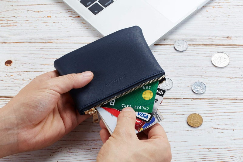 Chelmon Vegan Leather Coin Purse Pouch Change Purse With Zipper For Men Women (Blue Navy) - Image 4