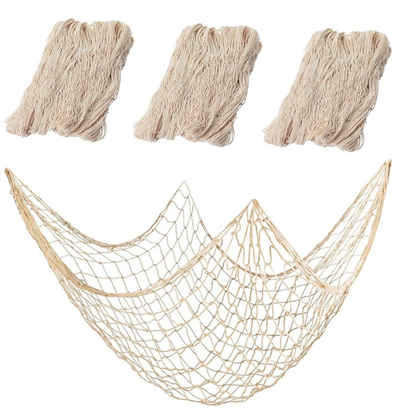 Tanyaz Fishing Net Decor, Beige Natural Cotton Large Decorative Fish Netting, Wall Ceiling Party Decorations. - Image 2
