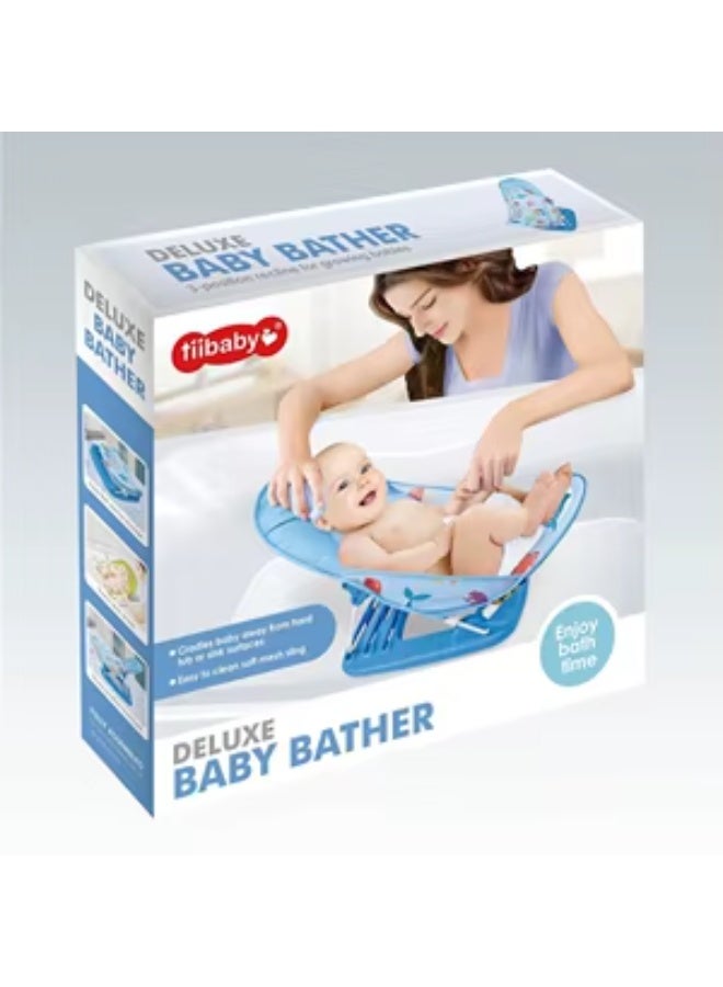 تيبيبي مقعد استحمام فاخر للأطفال من TiiBaby 68126، بثلاثة أوضاع استلقاء، تصميم محيطي، أزرق، 36 × 33 سم - Image 3