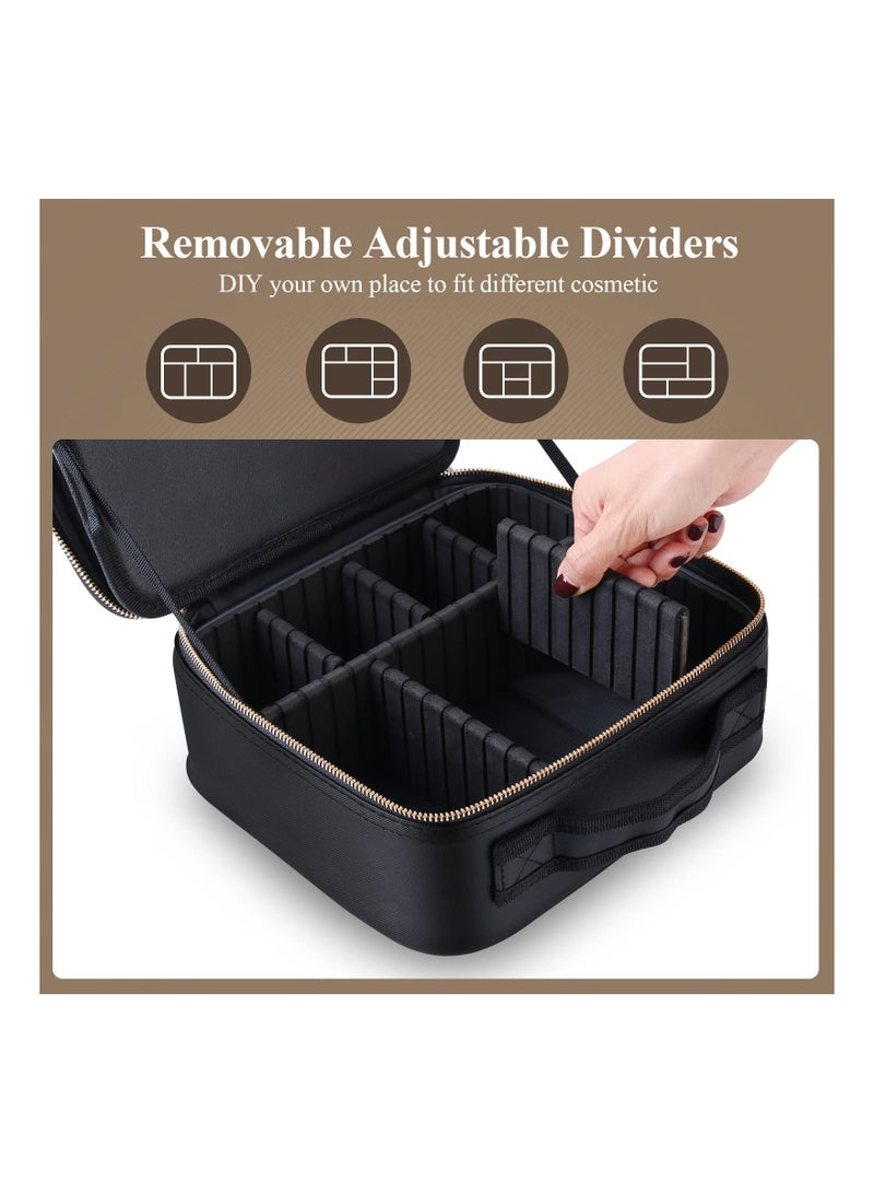 SYOSI Portable Travel Cosmetic Case, with Mirror LED Light 3 Adjustable Brightness Cosmetic Bag Adjustable Dividers Makeup Storage For Women, Makeup Accessories and Tools Case, Rechargeable,Waterproof - Image 3