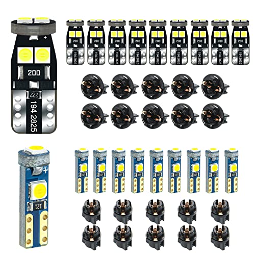 DODOFUN 12V White T5 37 74 73 2723 2721 T10 158 168 194 2825 with Socket Instrument Cluster Light LED Bulb Replacement Dashboard Panel Gauge Indicator Lamp PC74 PC37 PC118 PC168 PC175 PC194 PC195 PC160 PC161 - Image 1
