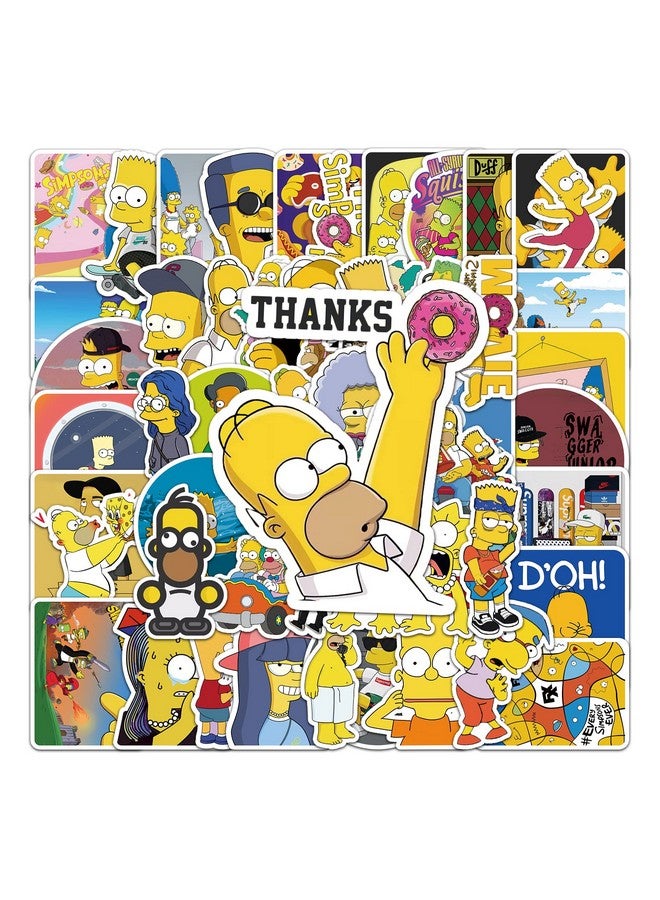Ash & Roh Cute Cartoon Stickers for Kids, 50 Pcs Cute Stickers for Water Bottles - Cute Stickers Pack Gift for Kids Teen Birthday Party (Yellow Simpson) - Image 2