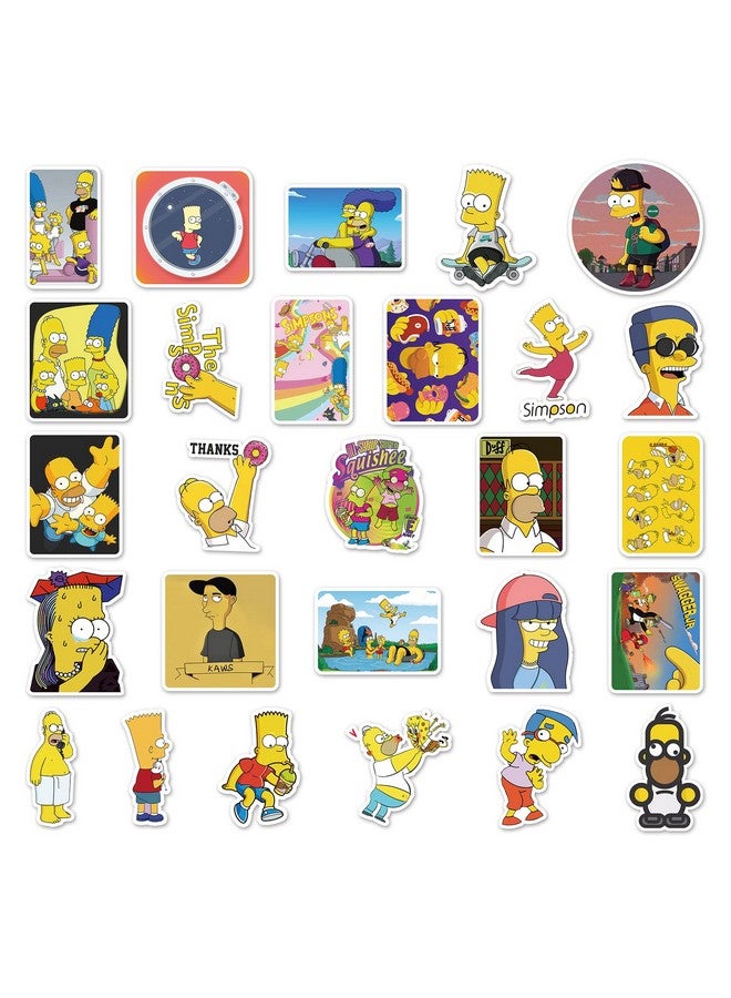 Ash & Roh Cute Cartoon Stickers for Kids, 50 Pcs Cute Stickers for Water Bottles - Cute Stickers Pack Gift for Kids Teen Birthday Party (Yellow Simpson) - Image 3